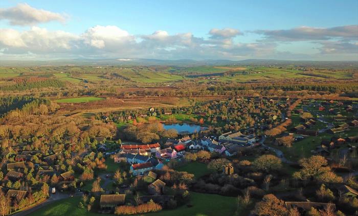 An autumnal image of the 500-acre resort from above.